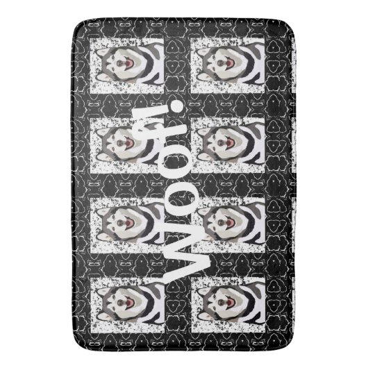 Pet Husky Pattern ... Wof! Badmat (Voorkant Verticaal)