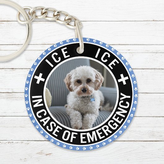 Pet ICE Safety Alert Contact Foto Aangepaste tekst Sleutelhanger