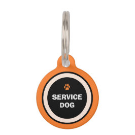 Pet-ID-tag - Oranje en zwart-wit - Service Dog Huisdierpenning