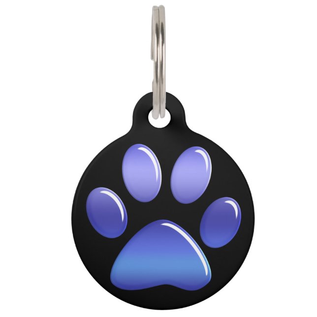 Pet ID Tag - Snoep Blues Paw Print Huisdierpenning (Voorkant)