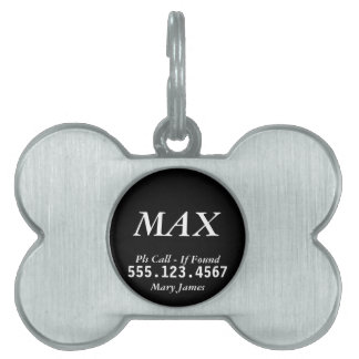 Pet-ID-tag - Zwart Bone-ontwerp Huisdieren Naamplaatje