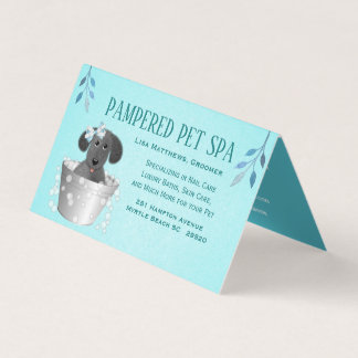 Pet in Wash Pail Groomer gevouwen Visitekaartje
