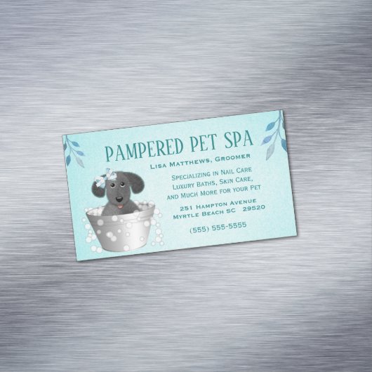 Pet In Wash Pail Groomer Magnetisch Visitekaartje (Voorbeeld)