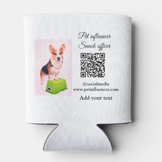 Pet influencer voeg huisdier foto naam social medi blikjeskoeler (Achterkant)