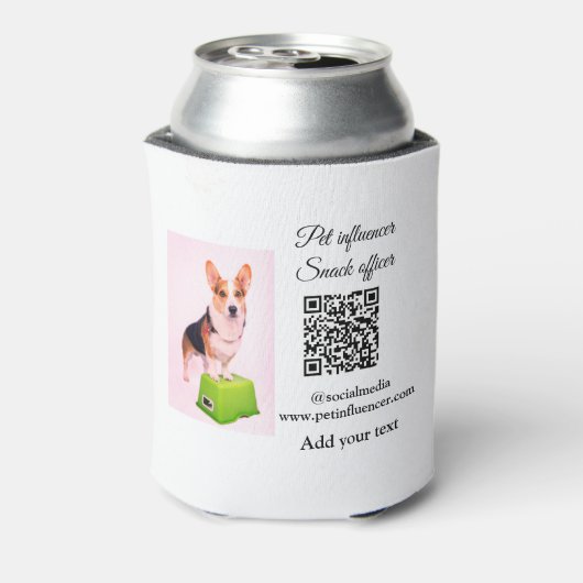 Pet influencer voeg huisdier foto naam social medi blikjeskoeler (Blikje Achterkant)