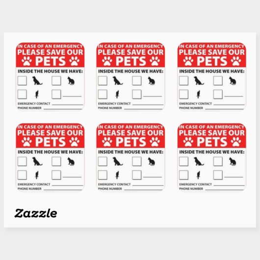 Pet Inside Alarm Vierkante Sticker (Vel)