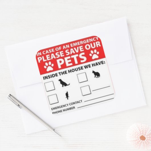 Pet Inside Alarm Vierkante Sticker (Envelop)