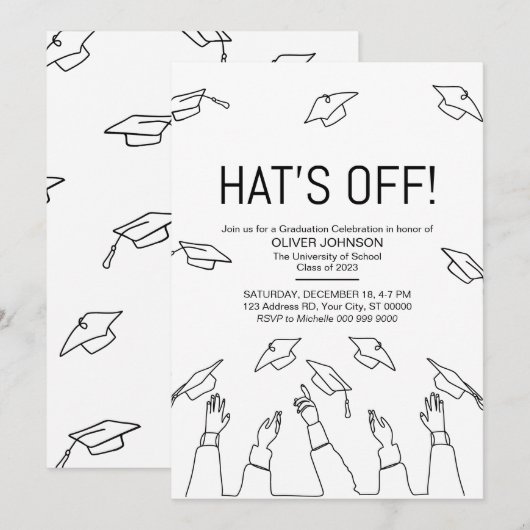 Pet is vrij, moderne afstudeerfeest kaart (Voorkant / Achterkant)