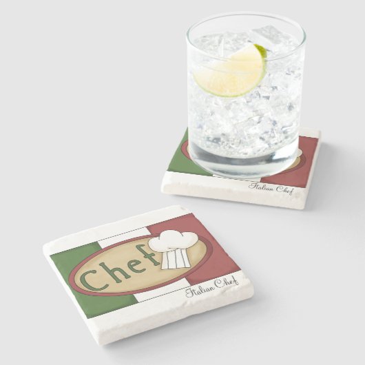 Pet Italiaanse Chef Stenen Onderzetter (Zijkant)