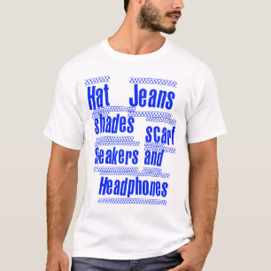 PET JEANS SHADES SCARF SNEAKERS EN HOOFDTELEFOONS T-SHIRT