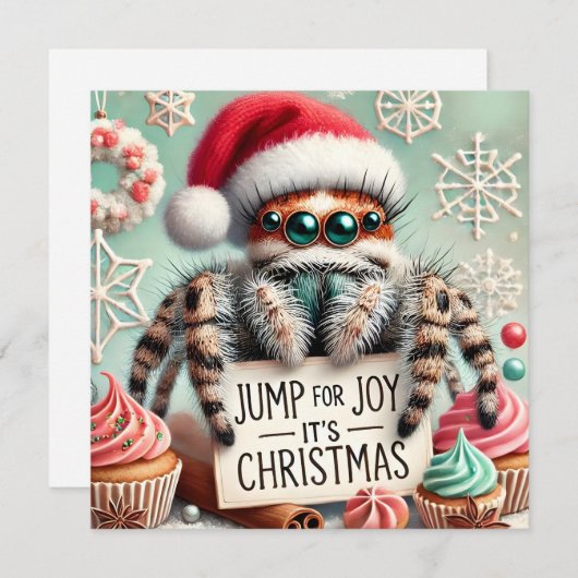 Pet Jumping Spider Christmas Kaart (Voorkant / Achterkant)