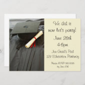 Pet, jurk, diploma afstudeerfeest uitnodigingen (Voorkant / Achterkant)