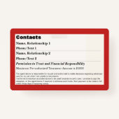 Pet-kaart voor noodgevallen badge (Achterkant)