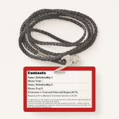 Pet-kaart voor noodgevallen badge (Achterkant met draagriem)