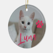 Pet kat foto naam poot Eerste Kerstmis op maat Keramisch Ornament (Links)