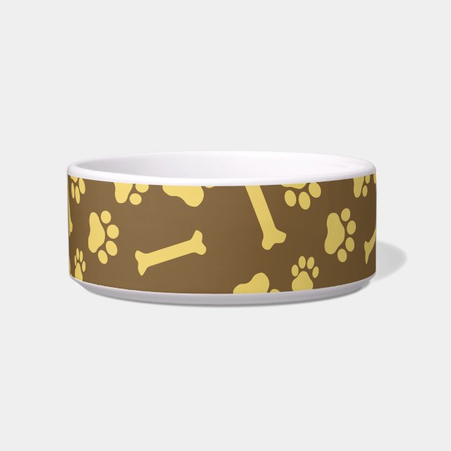Pet - Kat of Dog Paw Footprint and Bone Pattern Bo Voerbakje (Voorkant)