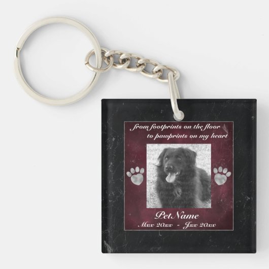 Pet Keepsake Memorial Tribute Marble Effect Sleutelhanger (Voorkant)