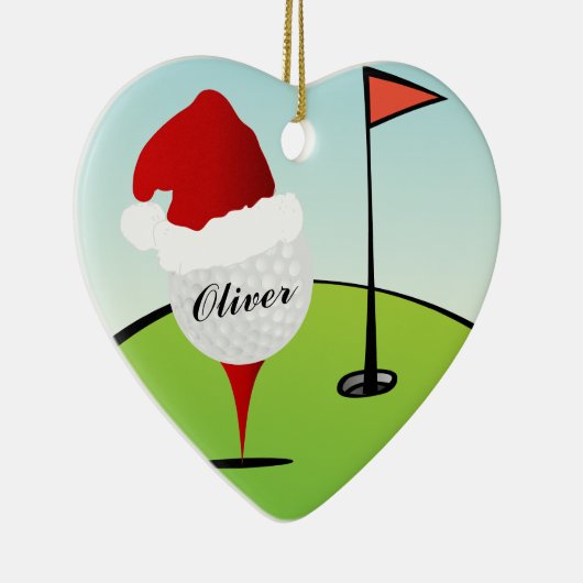 Pet kerst met Golf Ball-kerstman Keramisch Ornament (Rechts)