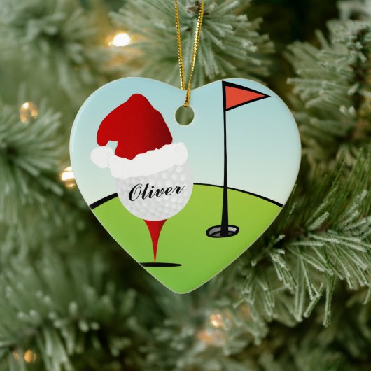 Pet kerst met Golf Ball-kerstman Keramisch Ornament (Boom)