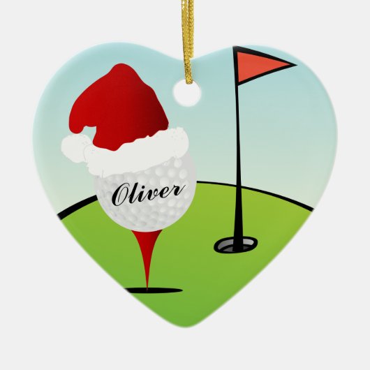 Pet kerst met Golf Ball-kerstman Keramisch Ornament (Voorkant)