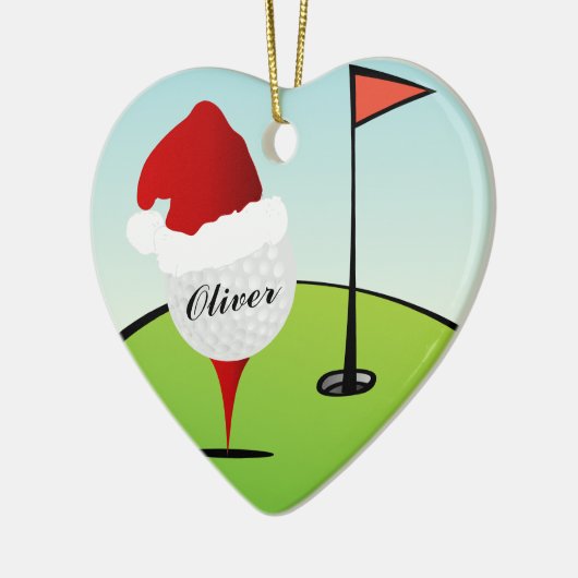 Pet kerst met Golf Ball-kerstman Keramisch Ornament (Links)