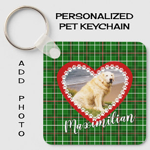 Pet kerst uw foto rood groen sleutelhanger