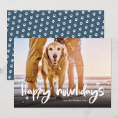 Pet-kerstfoto Dog Happy Howlidays Editable Feestdagenkaart (Voorkant / Achterkant)