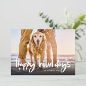 Pet-kerstfoto Dog Happy Howlidays Editable Feestdagenkaart (Staand voorkant)
