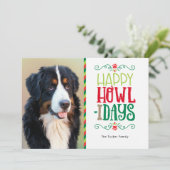 Pet-kerstfotokaart, Happy Howlidays Feestdagenkaart (Staand voorkant)