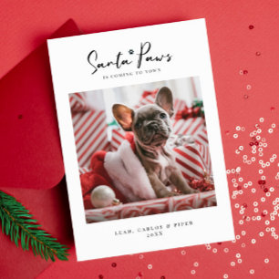 Pet-kerstfotokaart "Santa Paws" — Kaart voor flatp