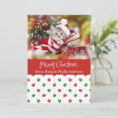 Pet-kerstkaart met schilderafdrukken feestdagenkaart (Staand voorkant)