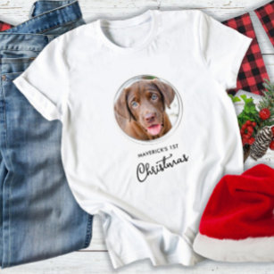 Pet Kerstmis Aangepaste Dog Foto Holiday T-shirt