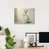 Pet Konijn Tekening - Kunstdruk Poster (Thuiskantoor)