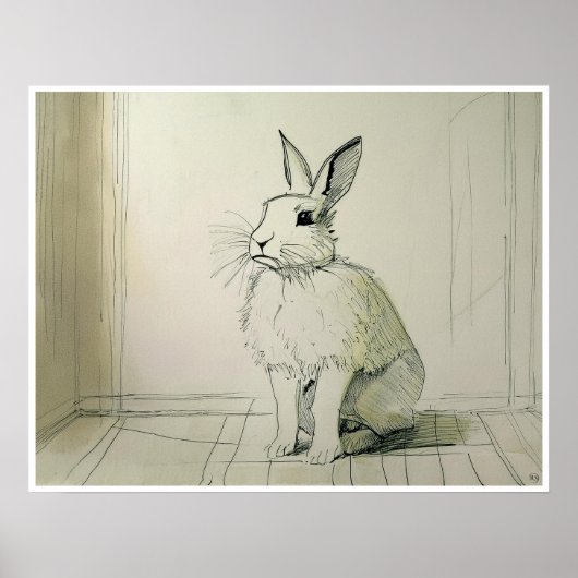 Pet Konijn Tekening - Kunstdruk Poster (Voorkant)