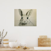 Pet Konijn Tekening - Kunstdruk Poster (Keuken)