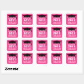 Pet & kwastje roze klasse jaar afstuderen cadeau l vierkante sticker (Vel)