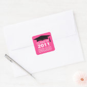Pet & kwastje roze klasse jaar afstuderen cadeau l vierkante sticker (Envelop)