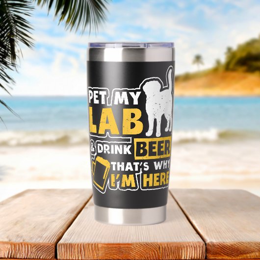 Pet Lab Drink Bier Design Black Labrador Geïsoleerde Drinkbeker (Strand (Gedraaid)  )