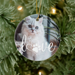 Pet Life Love | Foto Paw Print Heart Keramisch Ornament