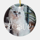 Pet Life Love | Foto Paw Print Heart Keramisch Ornament (Voorkant)