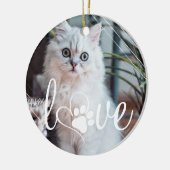 Pet Life Love | Foto Paw Print Heart Keramisch Ornament (Links)