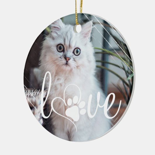 Pet Life Love | Foto Paw Print Heart Keramisch Ornament (Links)