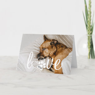 Pet Life Love   Valentijnse Paw Print Heart Script Feestdagen Kaart