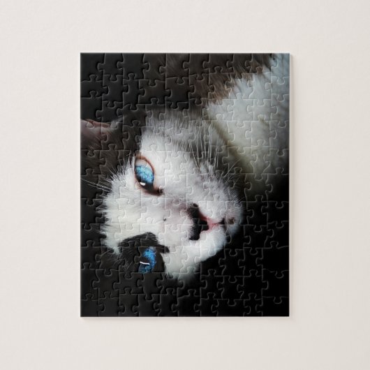Pet Life | Zwarte witte siamese kat blauwe ogen fo Legpuzzel (Verticaal)
