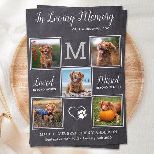 Pet Loss 5 Foto Personaliseert Dog Memorial Sympat Bedankkaart