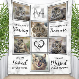 Pet Loss Custom Photo Collage Unieke Kat Memorial Fleece Deken
