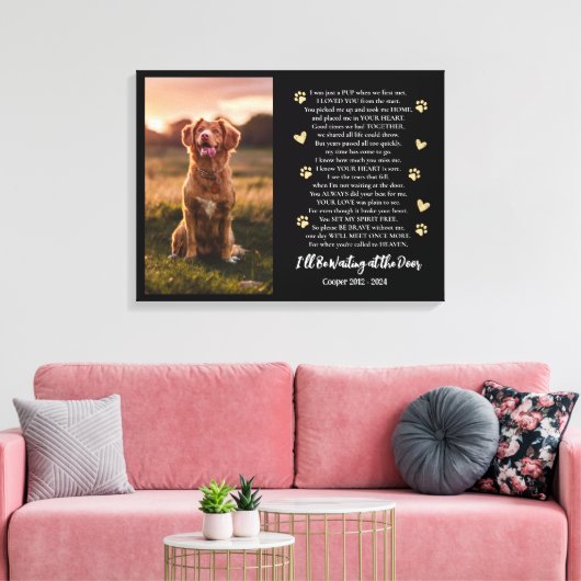 Pet Loss Dog Ik wacht aan de deur Canvas Afdruk (Insitu (Woonkamer))