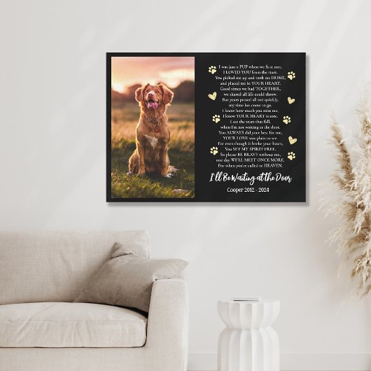 Pet Loss Dog Ik wacht aan de deur Canvas Afdruk