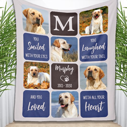 Pet Loss Dog Memorial Custom Stylish Modern Foto Fleece Deken
