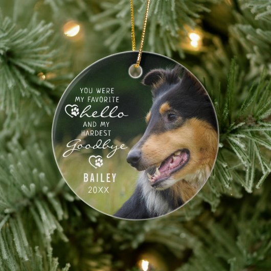 Pet Loss Dog Memorial Foto Quote Keepslag Keramisch Ornament (Boom)